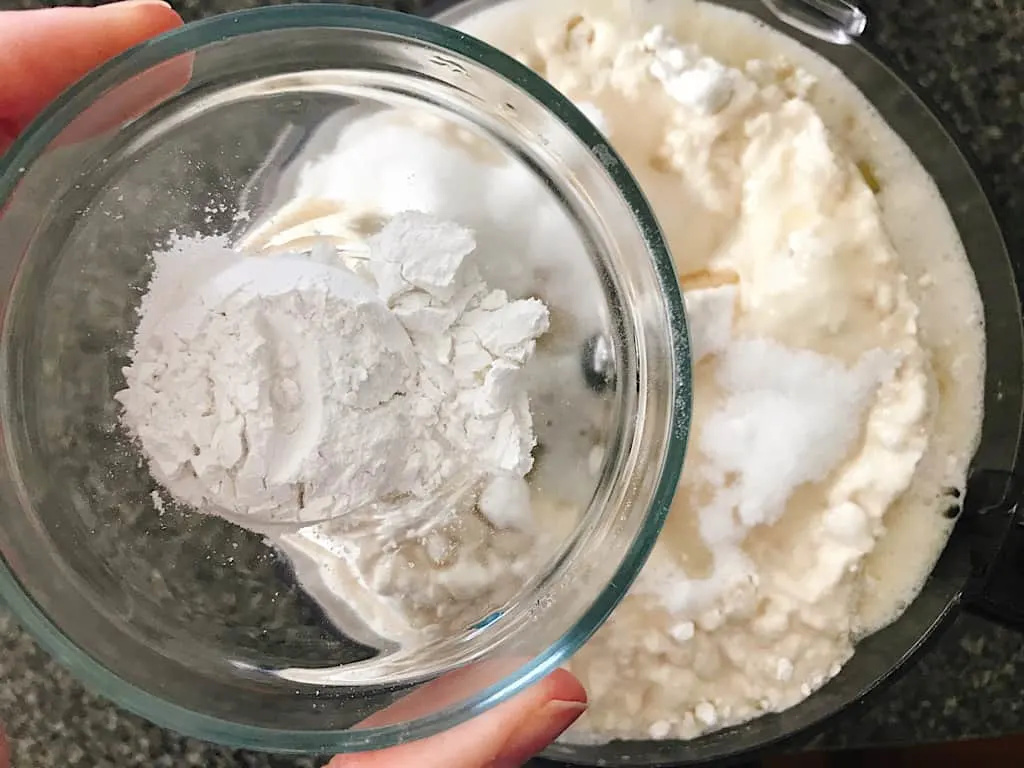 Ingredients for easy fast waffles in a food processor