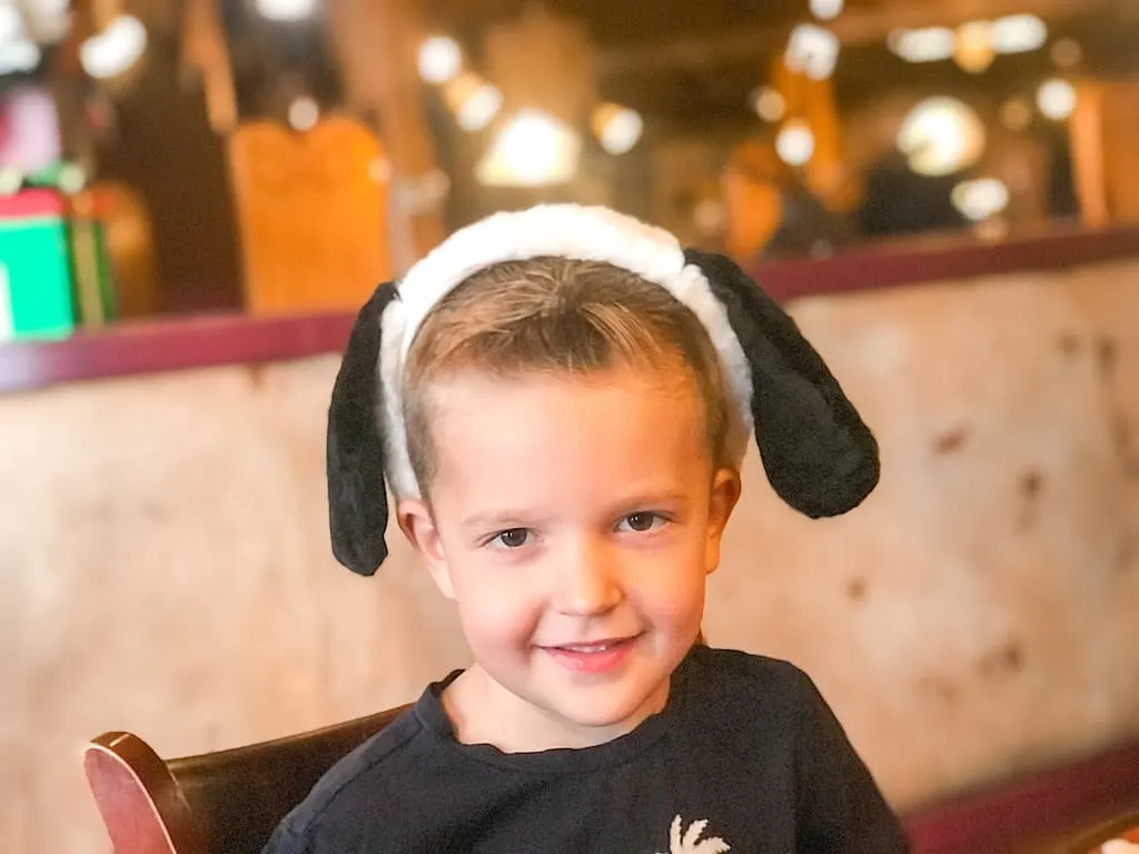 A boy with Snoopy Ears at Knott's Berry Farm Hotel