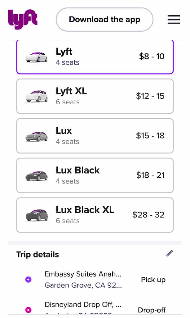 Lyft Price Estimator