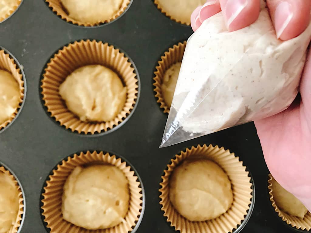 Cream cheese filling in a ziplock bag