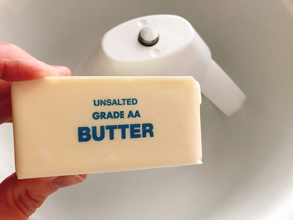 Softened butter to make frosting for red velvet cheesecake cupcakes