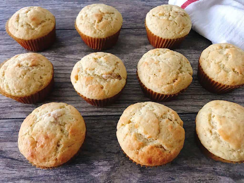 Banana Cream Muffins on a counter top