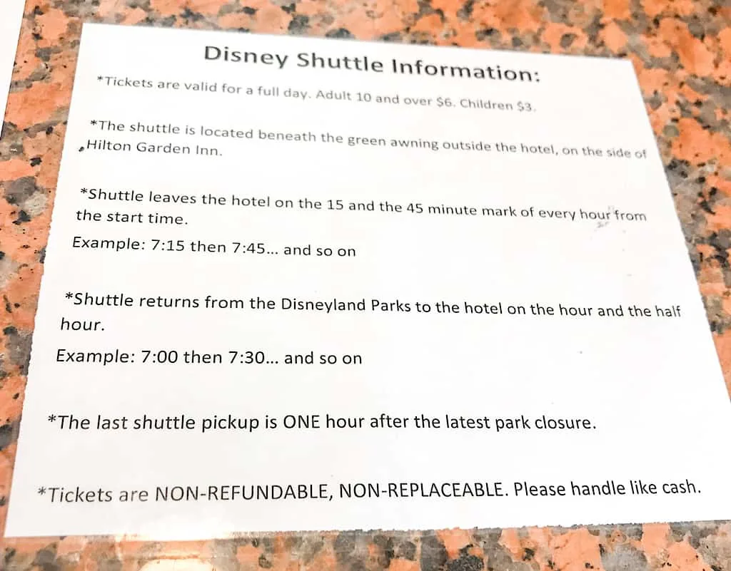 Disneyland shuttle service from Embassy Suites
