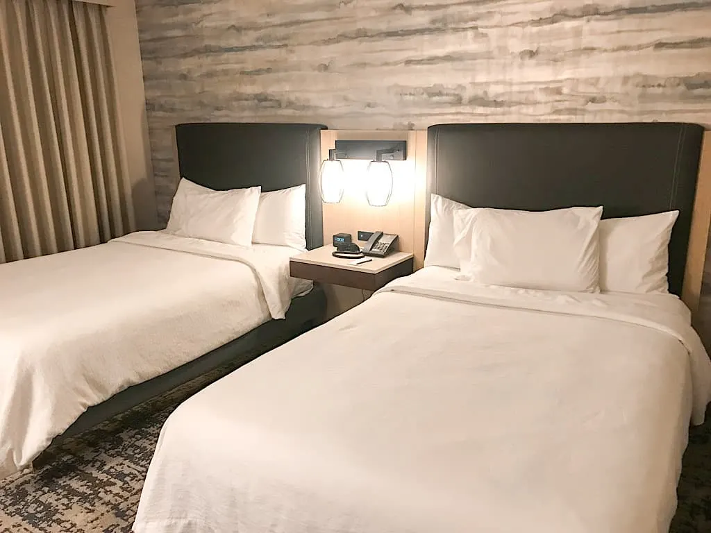 Two double beds suite at Embassy Suites near Disneyland