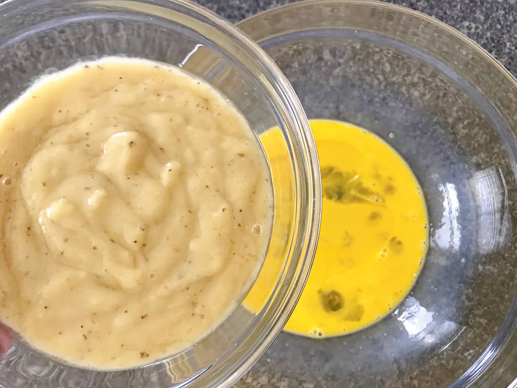 Wet ingredients for Cake Mix Banana Bread