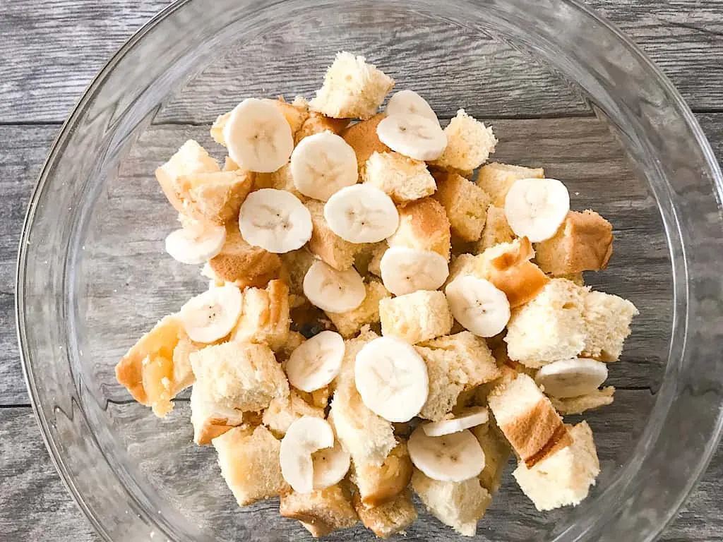 Bananas and Bread cubes for Disney French Toast
