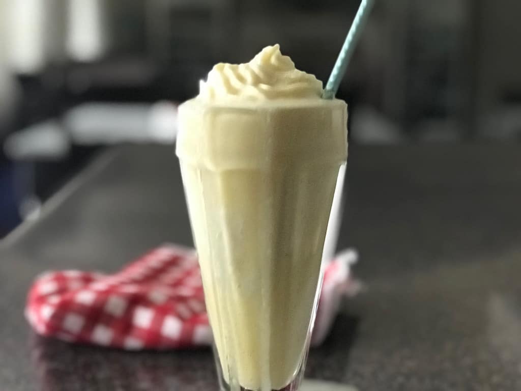 Homemade Dole Whip Float with pineapple juice