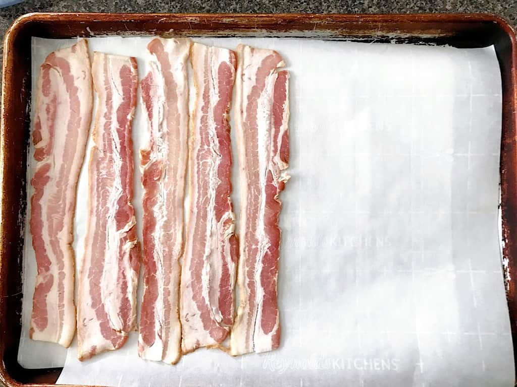 Bacon on a baking sheet