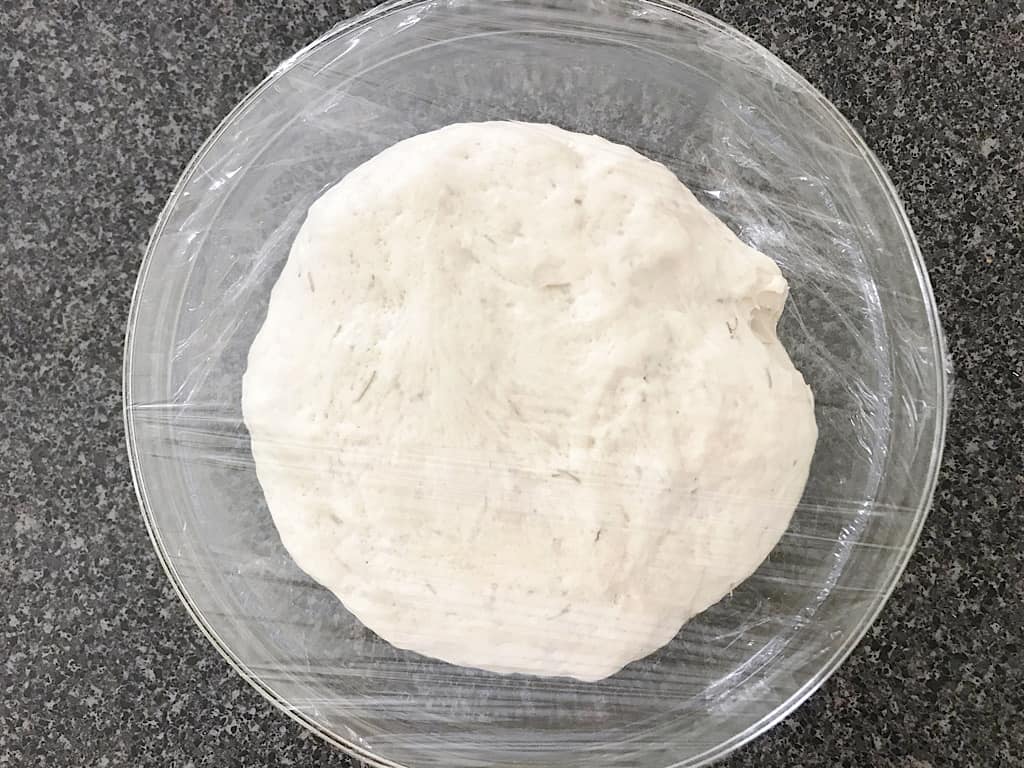 Let the dough rise until double in size. This can take up to 2 hours, but in my kitchen, it had doubled in about 45 minutes, so keep an eye on it.