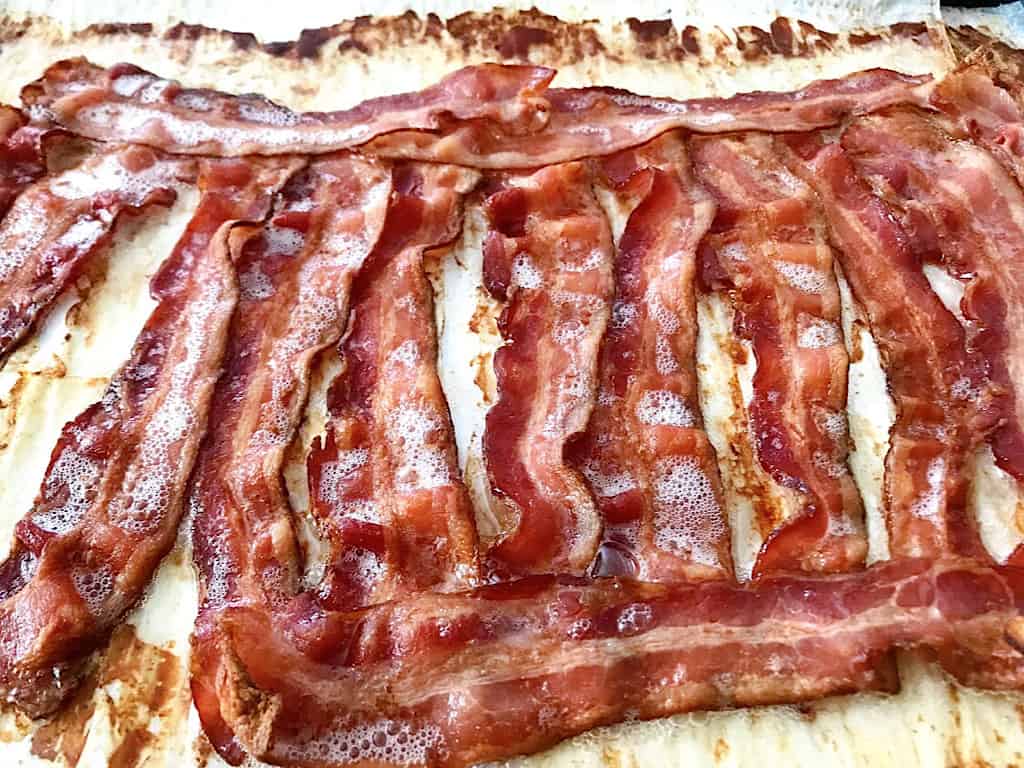 Bacon baking in the oven