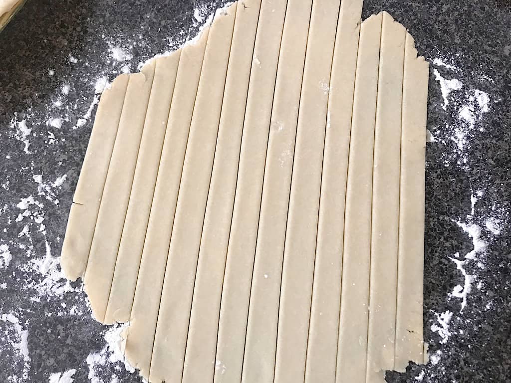 Pie crust cut into strips