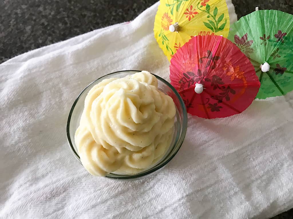 Homemade Dole Whip swirled in a dish