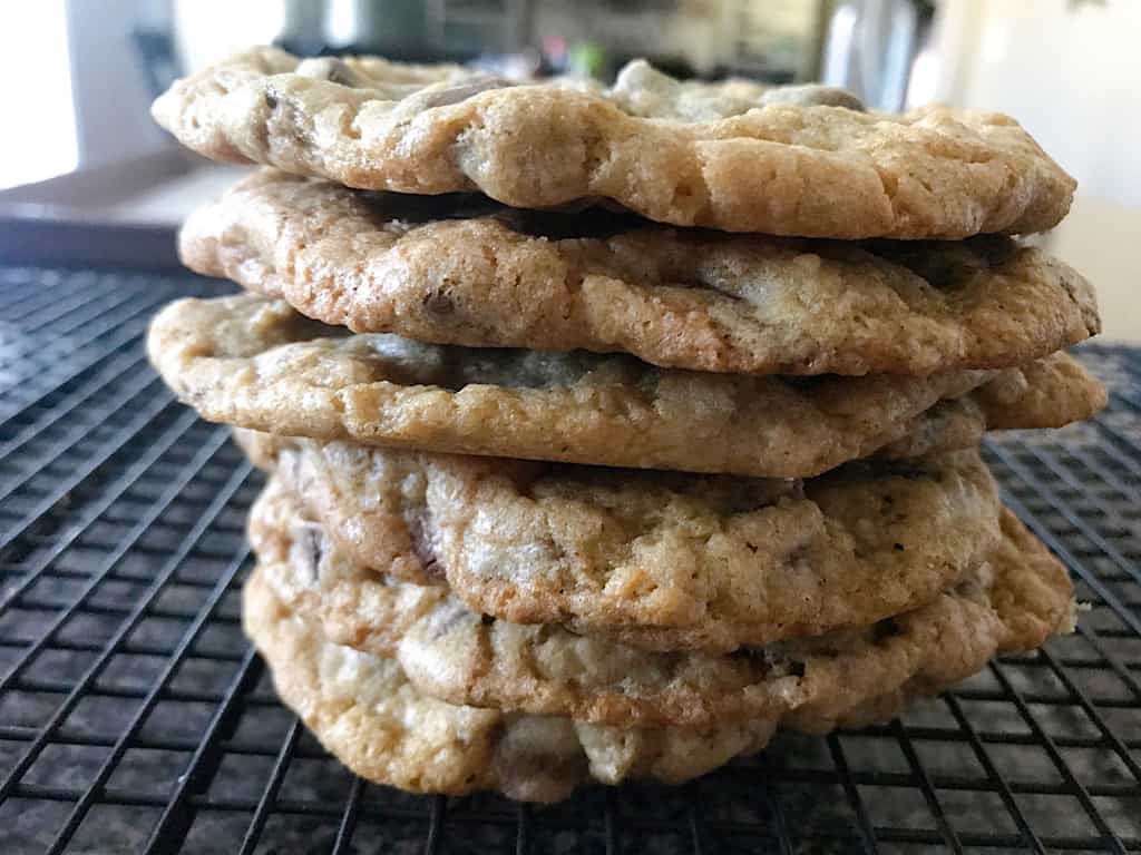 A stack of DoubleTree chocolate chip cookies
