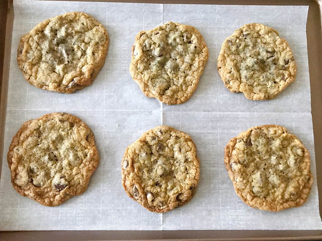 DoubleTree Chocolate Chip Cookies cooling on a baking sheet