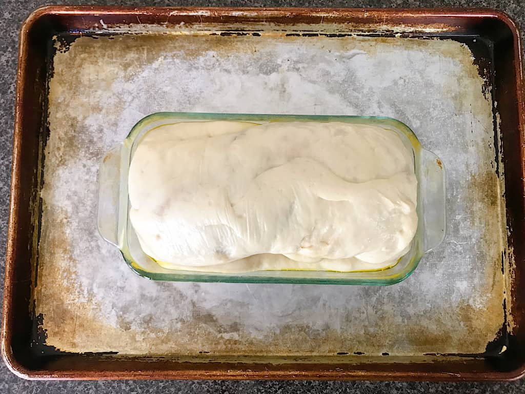 Place the bread pan on a baking sheet, to prevent any of the cinnamon sugar mixture that might leak out during baking, from ending up on the bottom of your oven. I learned from experience.