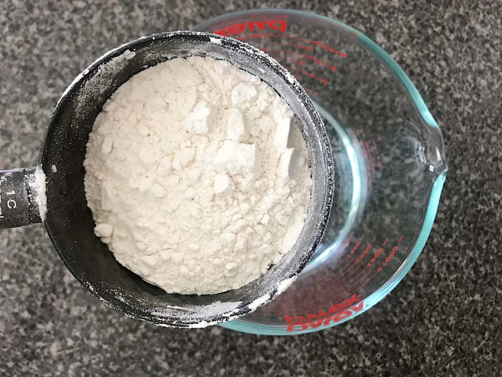 Mix together the flour and the remaining water (1 cup).