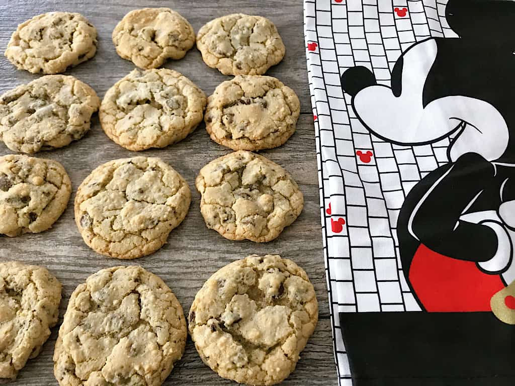 Grand Floridian Chocolate Chip Cookies and a Mickey Mouse kitchen towel