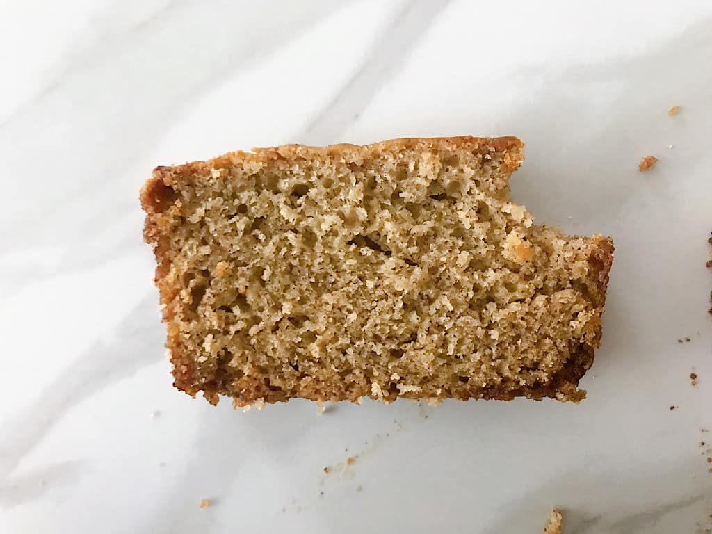 A slice of sour cream banana bread