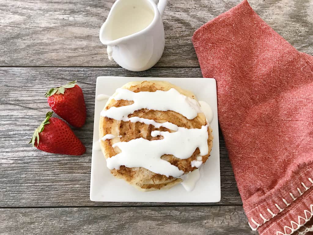 Cream cheese icing on pancakes