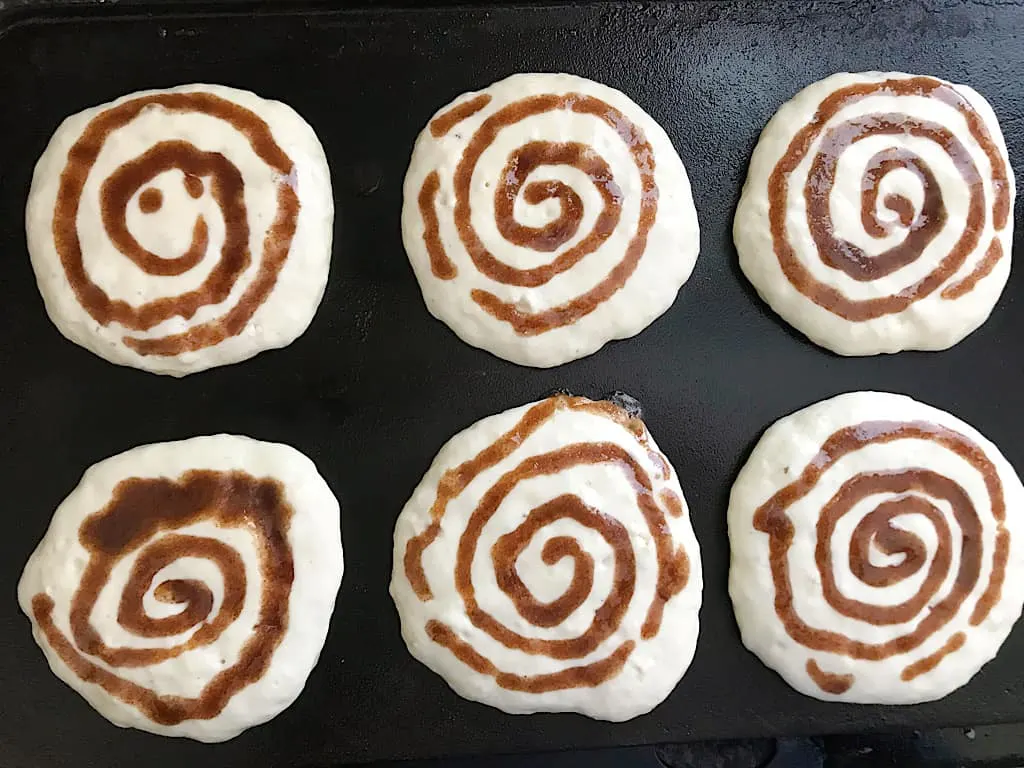 Swirl the cinnamon mixture onto each pancake.