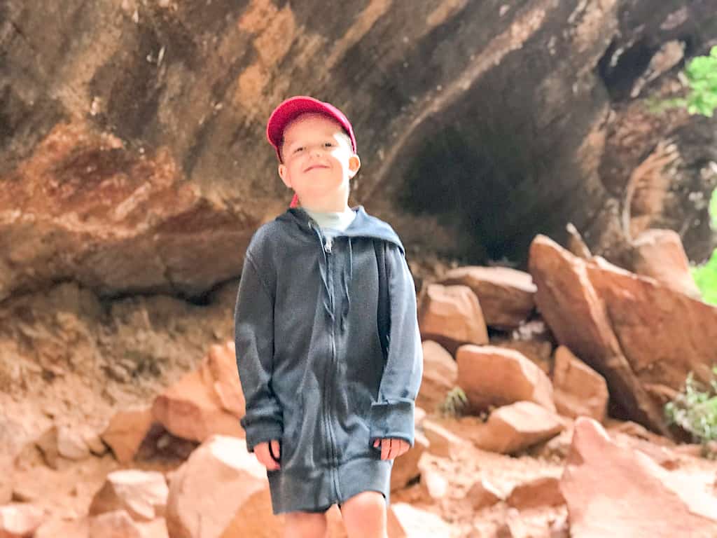 A child on a hike at Zion National Park