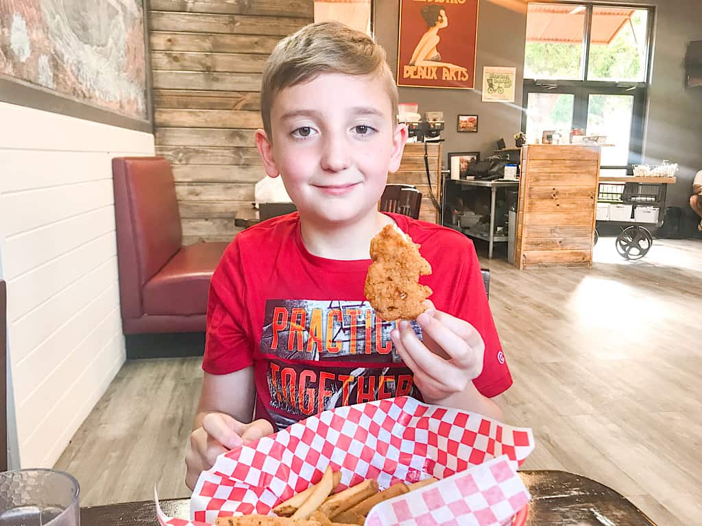 Chicken strips from Kids menu at Meme's Cafe in Springdale, Utah near Zion National Park