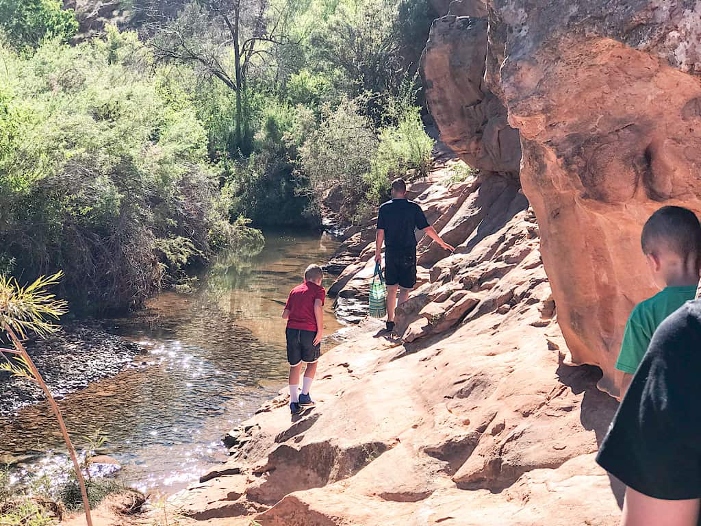 Kids on the Mill Creek Trail in Moab, Utah