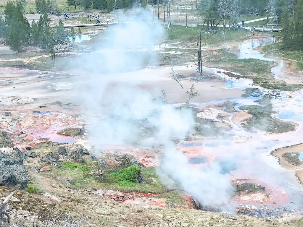 Geysers at Artists' Paint Pots in Yellowstone National Park