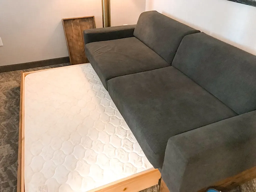 Sofa with pull out trundle bed at Springhill Suites in Jackson Hole, Wyoming