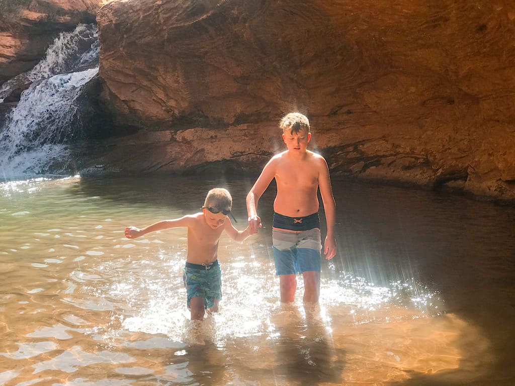 Kids on the Mill Creek Trail Swimming Hole in Moab, Utah