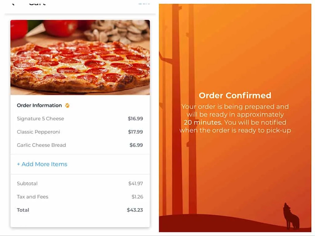 how to order pizza on the Great Wolf Lodge App