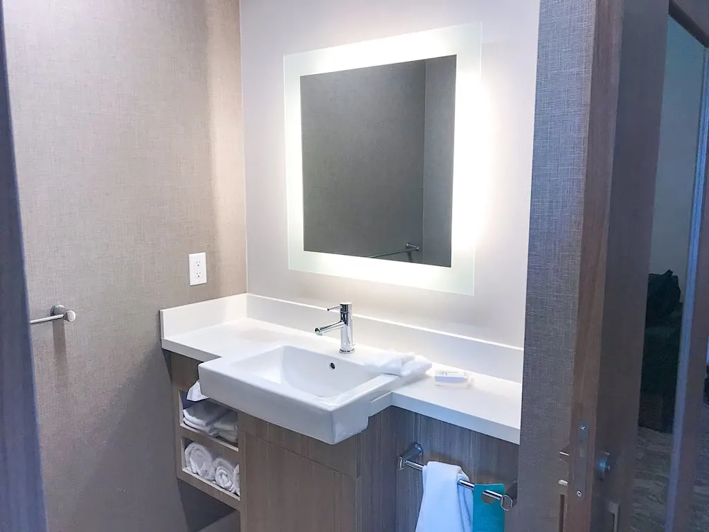 Bathroom vanity in a2 Queen Suite at Springhill Suites in Moab, Utah near Arches National Park with Kids