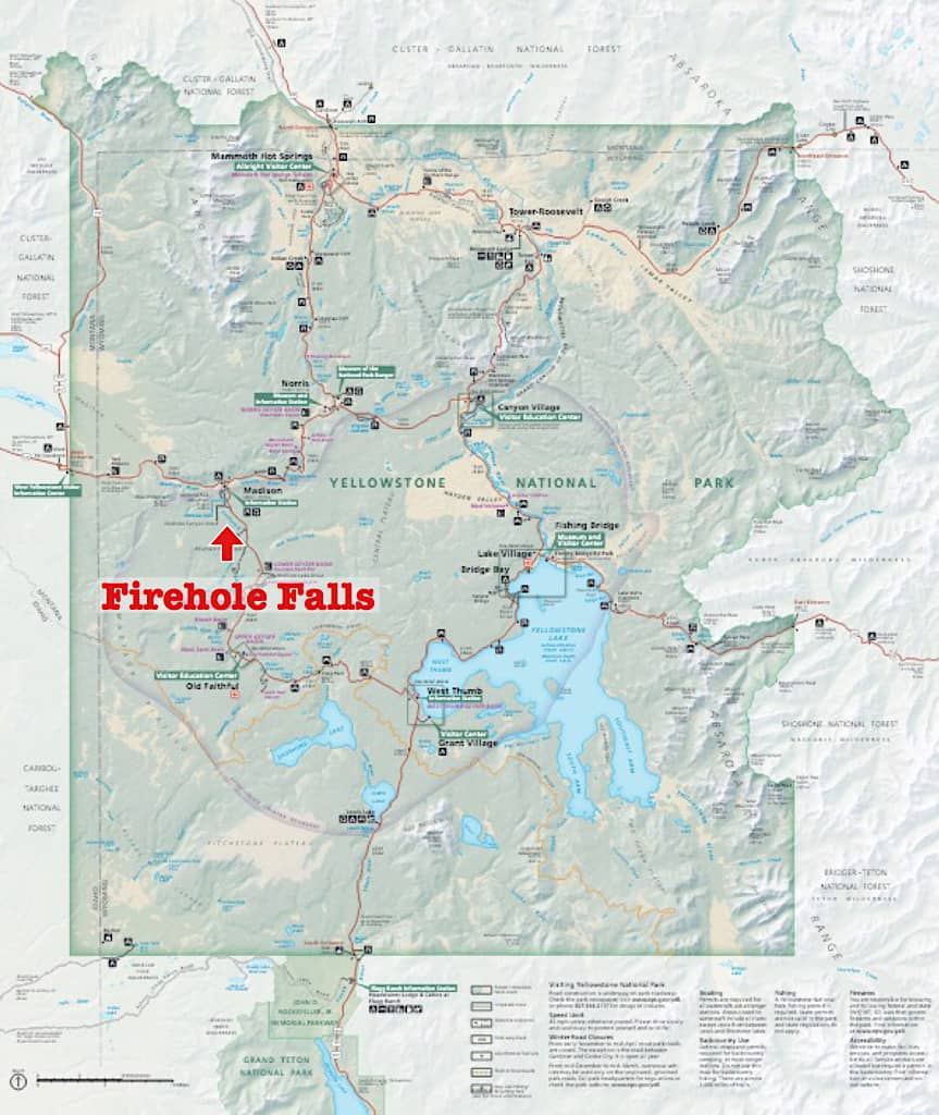 Map of Firehole Falls in Yellowstone
