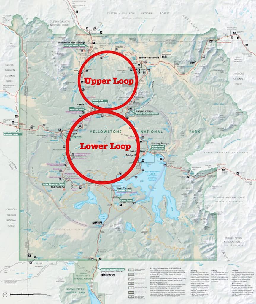 Map of Yellowstone National Park Grand Loop