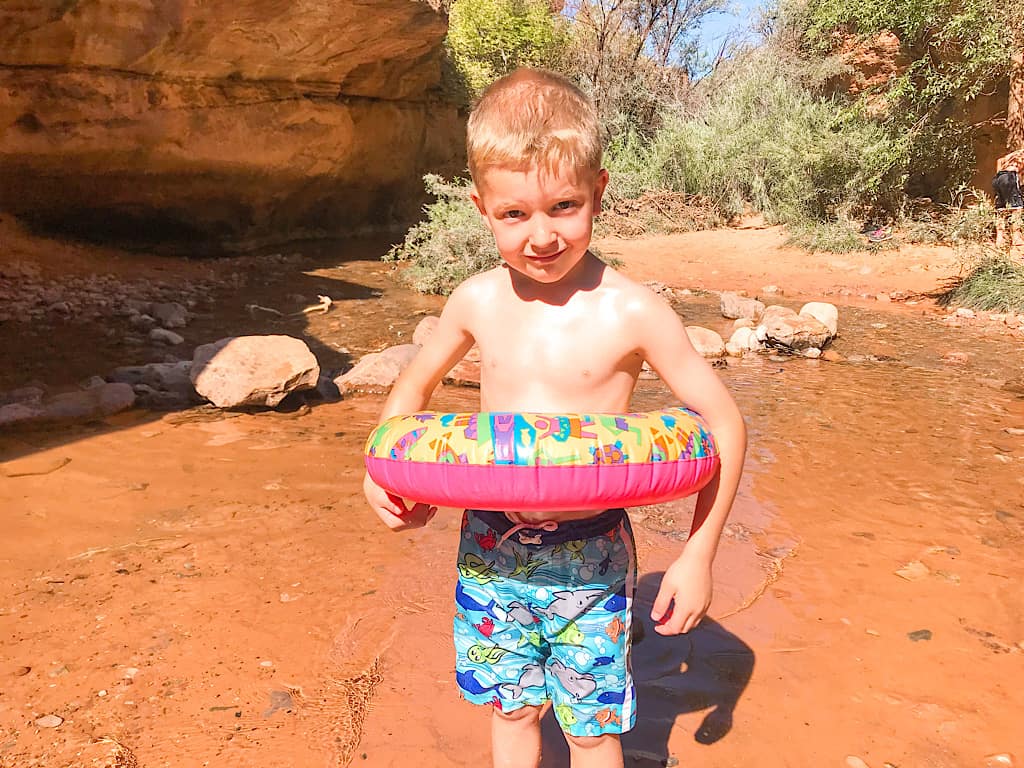 Kids on the Mill Creek Trail Swimming Hole in Moab, Utah