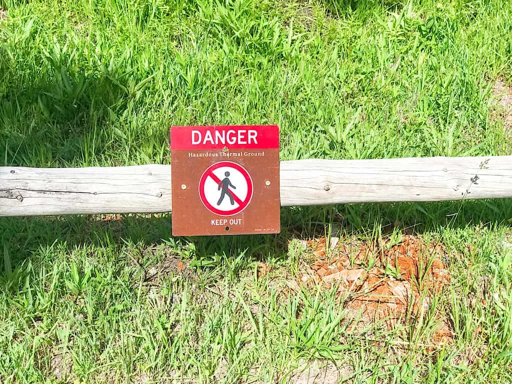 Danger sign at Terrace Spring in Yellowstone National Park