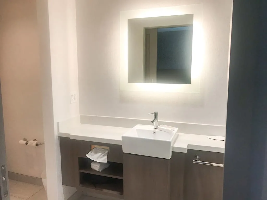 Bathroom vanity in King Suite at Springhill Suites Island Park near Yellowstone