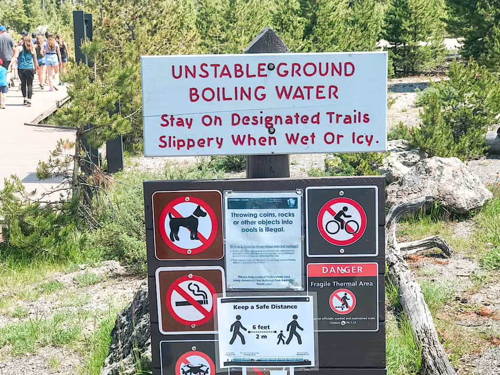 Warning Sign at Fountain Paint Pots Yellowstone