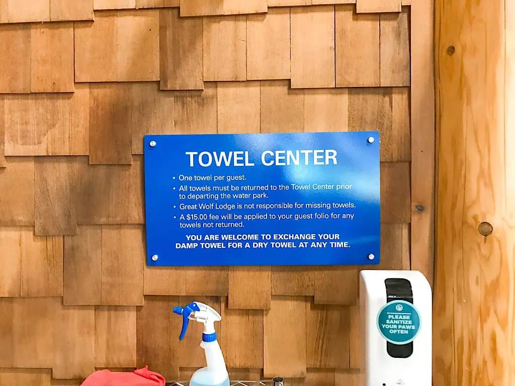 Towel Center inside water park