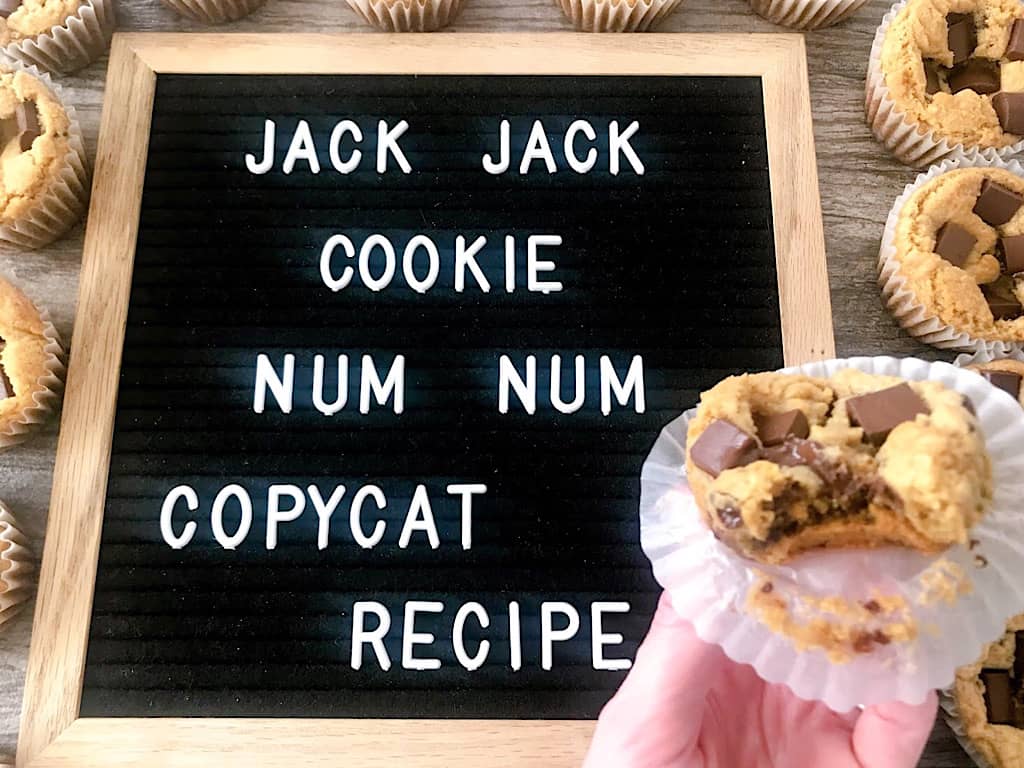 Jack Jack Cookie Num Nums on a letter board and a cookie