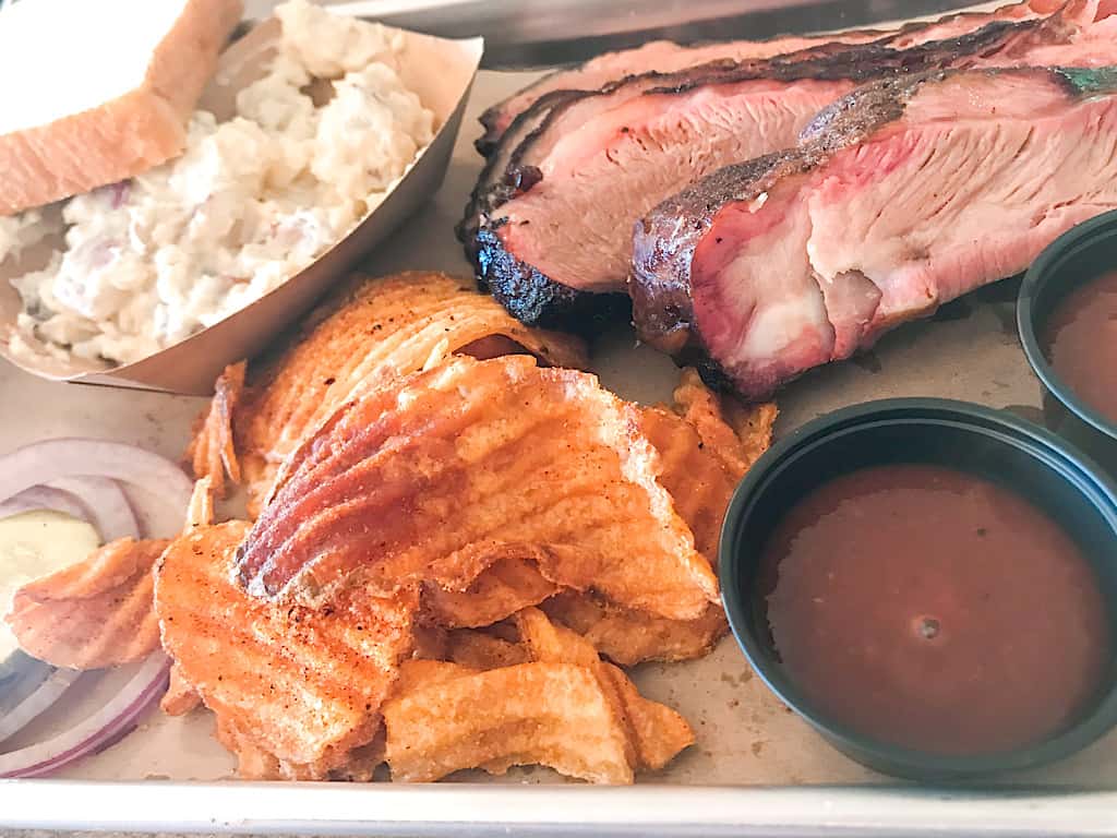 Brisket dinner at Beartooth Barbecue in West Yellowstone, Montana
