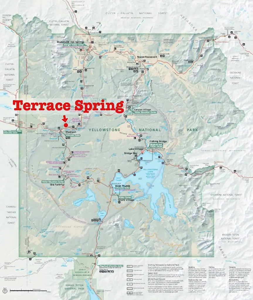 Map of Terrace Spring Yellowstone