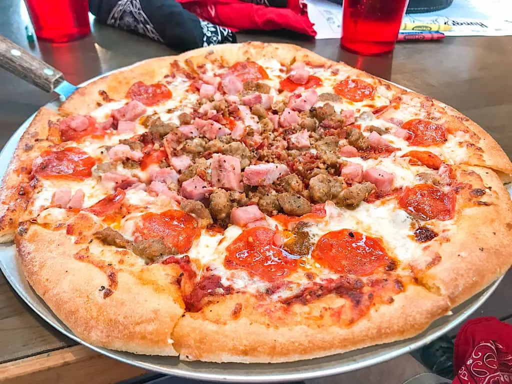 Nothin' But Meat Pizza from Zax Restaurant in Moab near Arches National Park