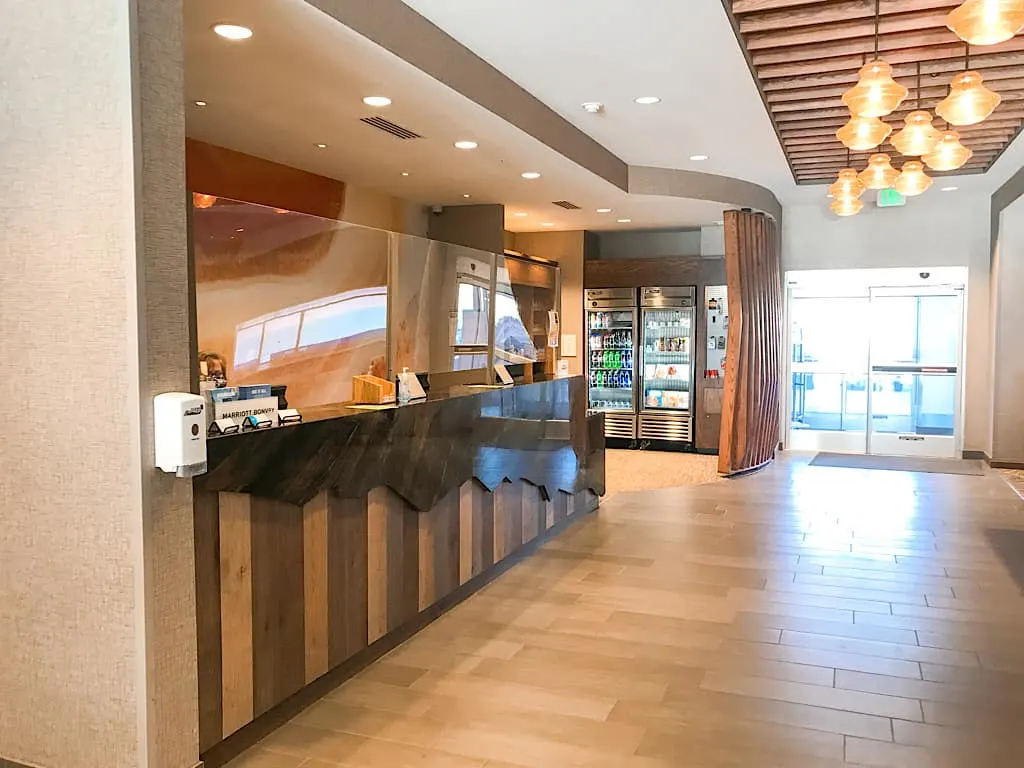 Lobby of Springhill Suites in Moab, Utah near Arches National Park with Kids