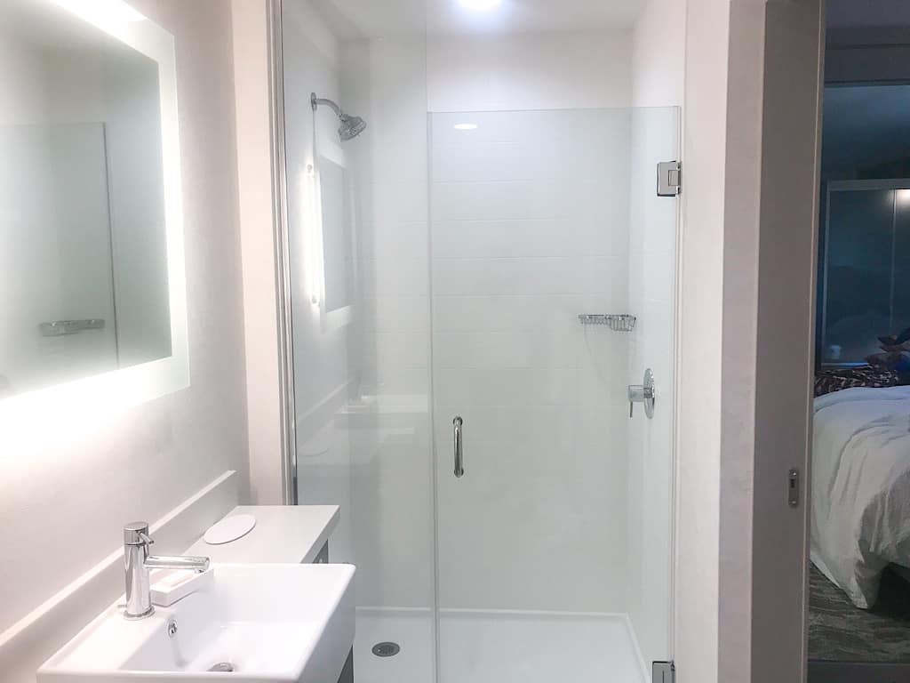 Stand up shower in King Suite at Springhill Suites Island Park near Yellowstone