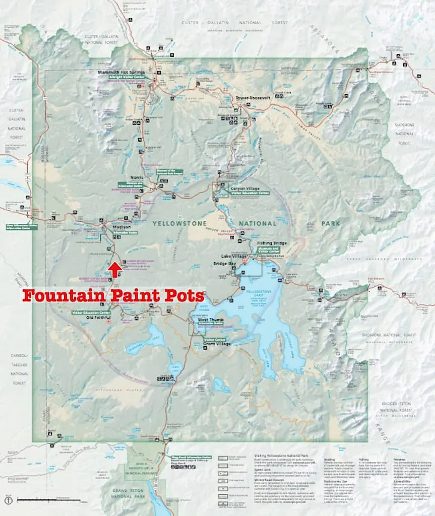 Map of Fountain Paint Pots Yellowstone with Kids