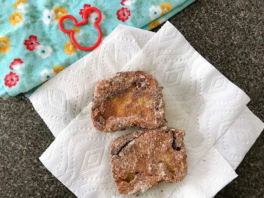 Two pieces of Tonga Toast on a Paper Towel