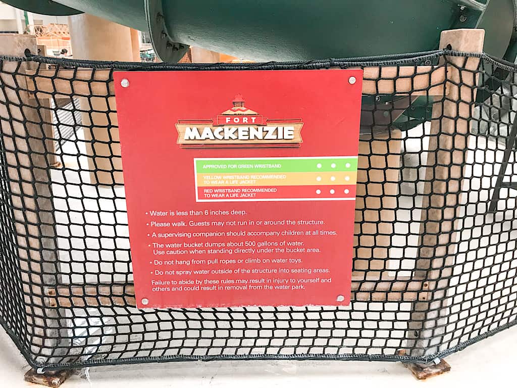 Fort Mackenzie rule poster at Great Wolf Lodge Southern California