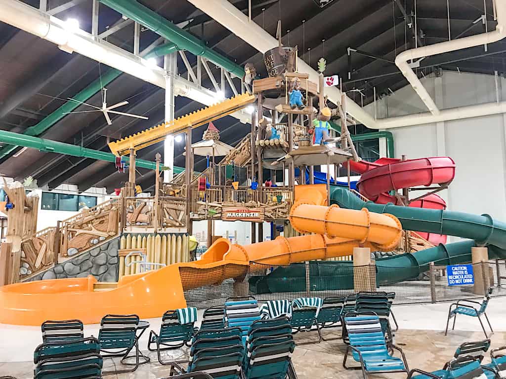 Side view of water playground