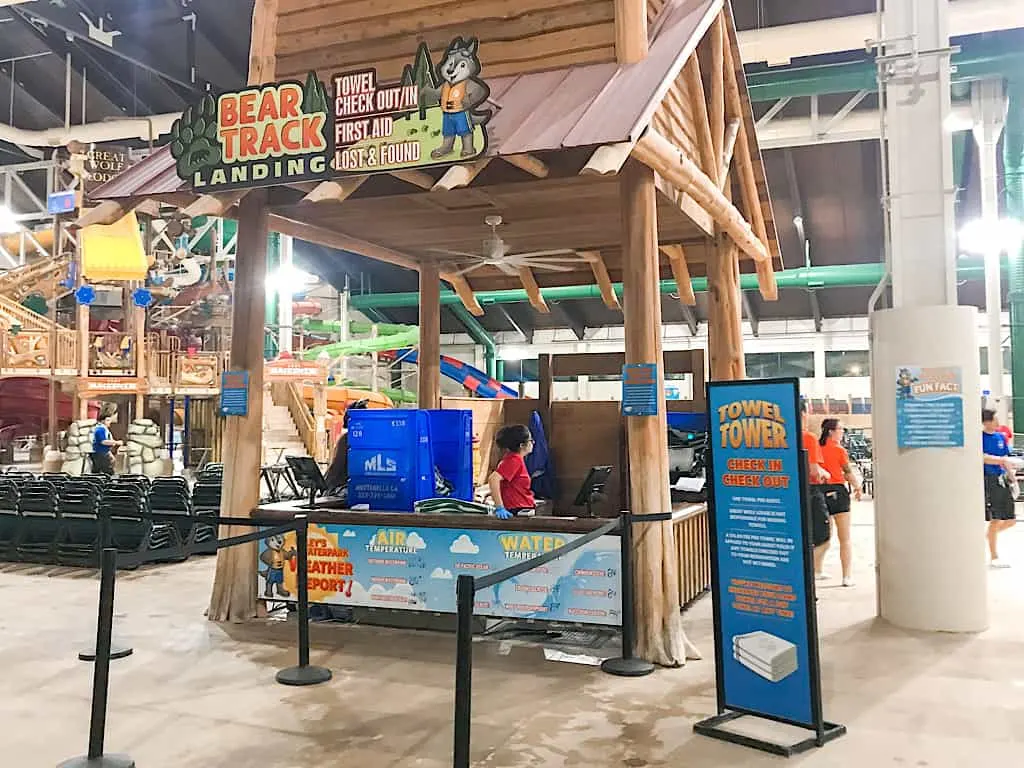 Towel pick up area at Great wolf Lodge